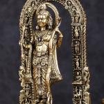 Brass Ram Lalla Idol with Temple Carvings | 8" x 5" x 3" (20.3 x 12.7 x 7.6 cm) | 591g Ayodhya-Inspired Art | Sacred Divine Murti | Premium Collection